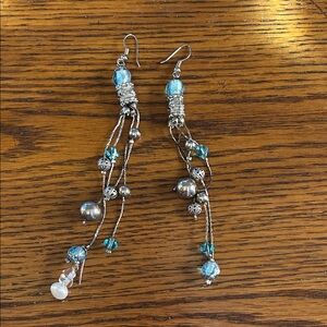 Elegant Gold and Blue Dangle Earrings